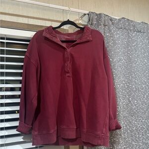 Aerie Burgundy V-Neck Sweater